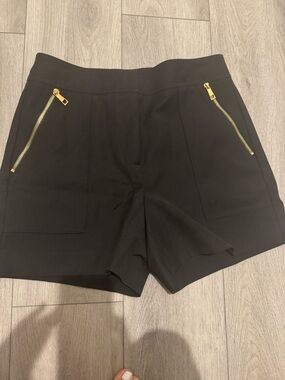 White House Black Market Black High-Waist Shorts with Gold Zippers